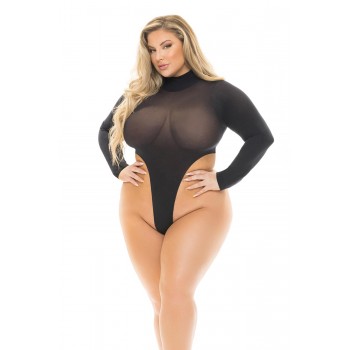 HIGH AF OPEN BACK TEDDY BLACK, PLUS SIZE