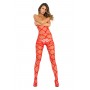 STRAPPED UP SHEER BODYSTOCKING RED, OS - Rene Rofe Lingerie