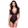 BACI SEXY CROTCHLESS MESH TEDDY BLACK, S/M - Baci Lingerie