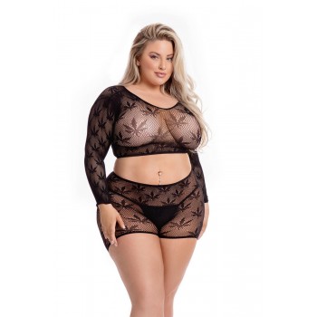 LEAF IT TO ME SHORT SET BLACK, PLUS SIZE LEAF IT TO ME SHORT SET BLACK, PLUS SIZE