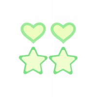 PEEKABOO PASTIES GREEN GLOW IN THE DARK HEARTS AND STARS