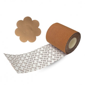 Bye Bra - Body Tape Roll 6,5cm x 5m + Satin Nipple Covers Light Brown