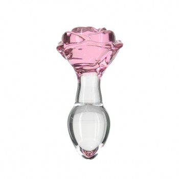 Pillow Talk - Rosy Luxurious Glass Anal Plug with Bonus Bull Transp.