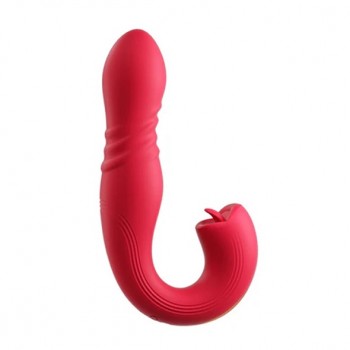 HoneyPlayBox - JOI Thrust 2 Pressure Sensing App Controlled Thrusting G-spot Vibrator & Tongue Clit Licker Red