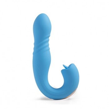 HoneyPlayBox - JOI Thrust 2 Pressure Sensing App Controlled Thrusting G-spot Vibrator & Tongue Clit Licker Blue