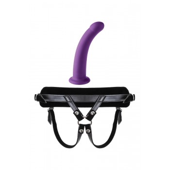 VIRGITE  UNIVERSAL HARNESS WITH PURPLE DILDO SIZE M PURPLE