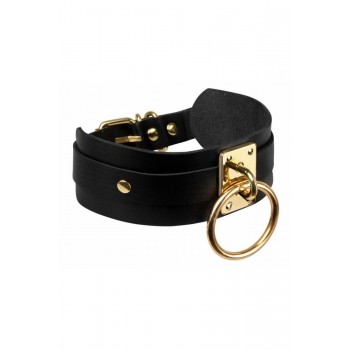 KINKY DIVA O-RING COLLAR BLACK/GOLD