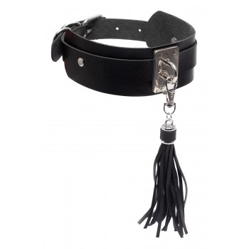 KINKY DIVA TEASING TASSEL COLLAR BLACK/SILVER