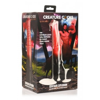 XR Brands - Centaur Explosion Squirting Silicone Dildo - Black/Red