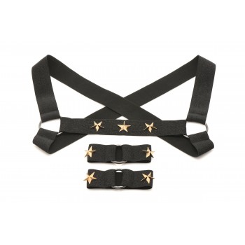 XR Brands - Chest Harness with Armbands - Black - L/XL