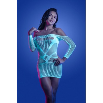 Fantasy Lingerie - Ascension Long Sleeve Dress - White/Blue - Queen Size