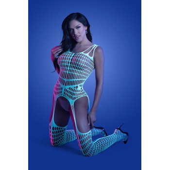 Fantasy Lingerie - Timelapse Bodystocking - White/Blue - Queen Size