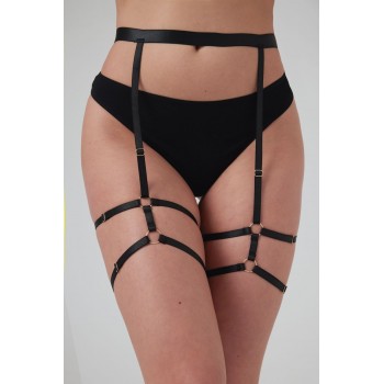 Strappy Garterbelt Blushing - Black - One Size