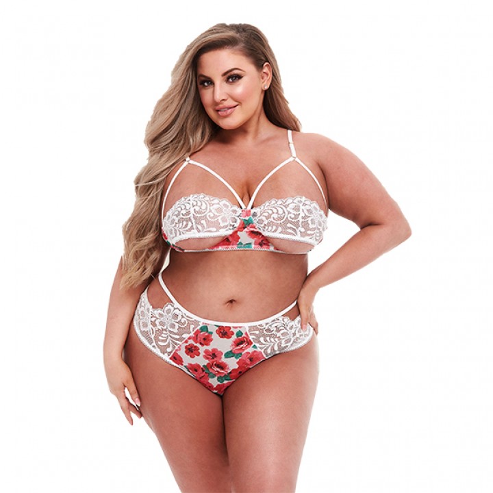 Baci - White Floral & Lace Bra Set Q - Baci