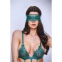 SEXY STRAPPY LACE TEDDY WITH GARTERS GREEN, S/M - Baci Lingerie