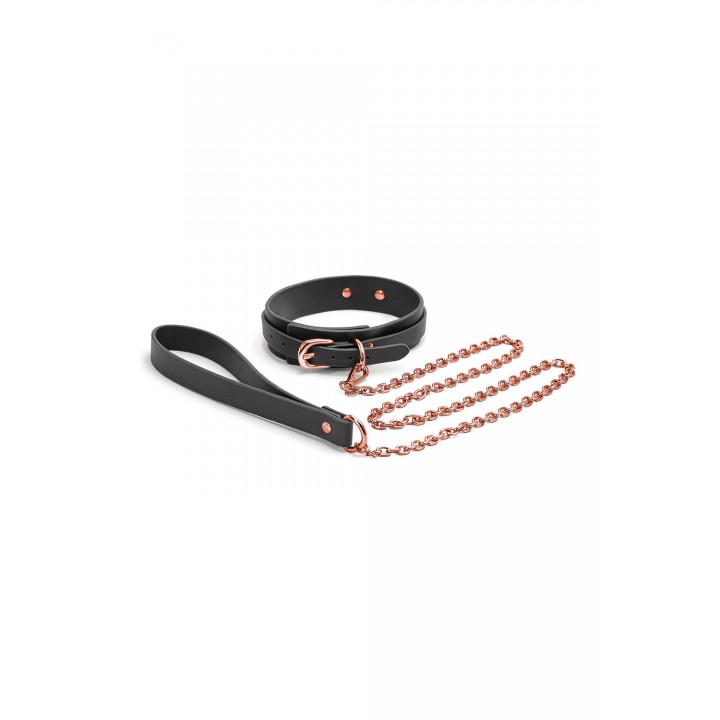 BONDAGE COUTURE COLLAR AND LEASH BLACK - NS Novelties