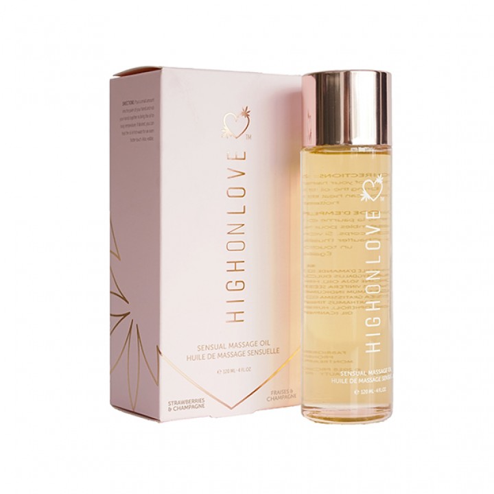 HighOnLove - Massage Oil Strawberries & Champagne 120 ml - HighOnLove