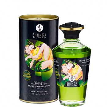 Shunga sildošā afrodīziju masāžas eļļa (100 ml) - Shunga - Aphrodisiac Warming Oil Green Tea 100 ml