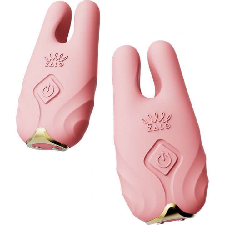 Zalo - Nave Wireless Vibrating Nipple Clamps Coral Pink - Zalo