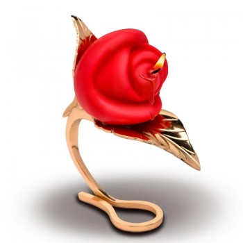 XR Brands - Rose Candle with Holder - Red XR Brands - Rose Candle with Holder - Red