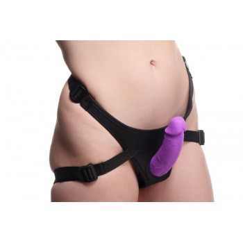 XR Brands - Double Dildo with Harness - Purple
