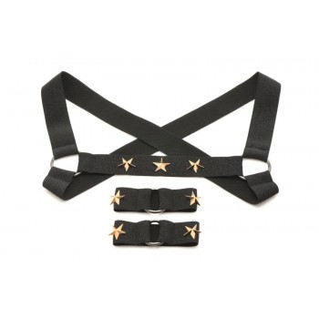 XR Brands - Chest Harness with Armbands - Black