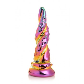 XR Brands - Enchanting Rainbow Glass Dildo - Yellow & Pink