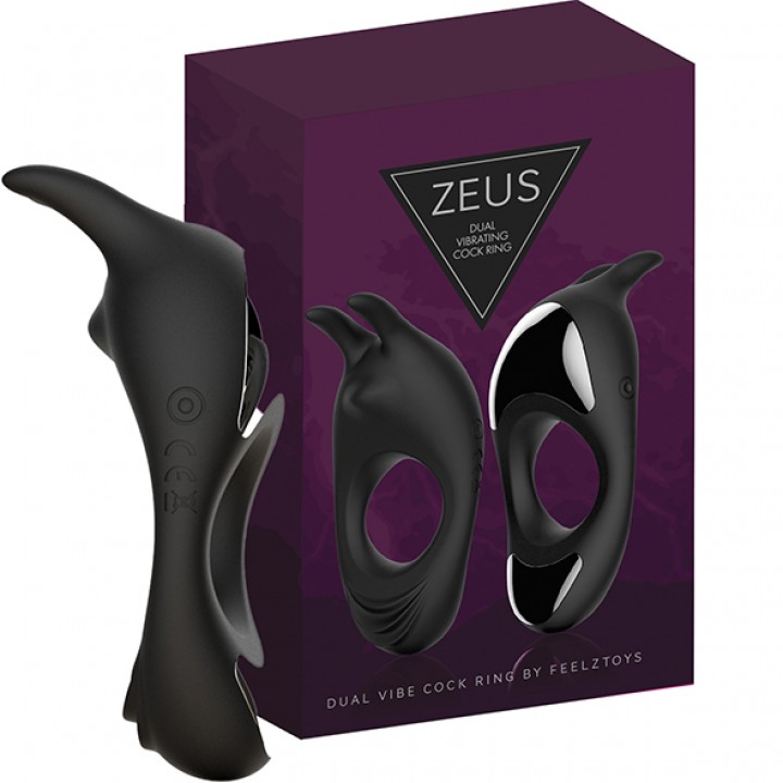 FeelzToys - Zeus Dual Vibe Cock Ring Black - FeelzToys