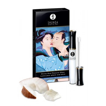 Shunga Oral Pleasure lūpu spīdums orālajam seksam (10 ml) - DIVINE ORAL PLEASURE GLOSS COCONUT 10ML