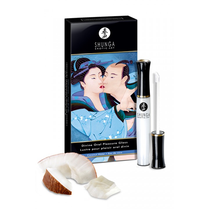 Shunga Oral Pleasure lūpu spīdums orālajam seksam (10 ml) - DIVINE ORAL PLEASURE GLOSS COCONUT 10ML - Shunga