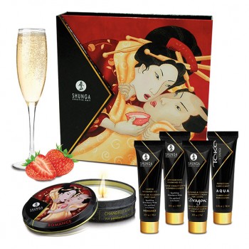Shunga Geisha's Secret intīmās kosmētikas komplekts - Shunga - Geisha Sparkling Strawberry Wine