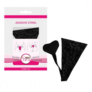 Bye Bra - Adhesive String Lace Finish Black One Size