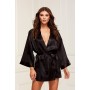 ALL SATIN ROBE BLACK, OS - Baci Lingerie