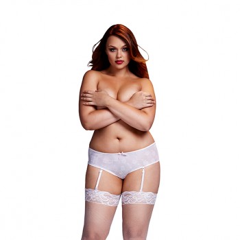 Baci - White Rose Open Crotch Boyshort Panty XL