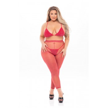 TALL ORDER 3PC LEGGING SET RED, PLUS SIZE