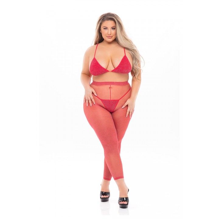 TALL ORDER 3PC LEGGING SET RED, PLUS SIZE - Pink Lipstick Lingerie