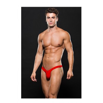 MICROFIBER LOWRISE ZIP THONG RED, L/XL