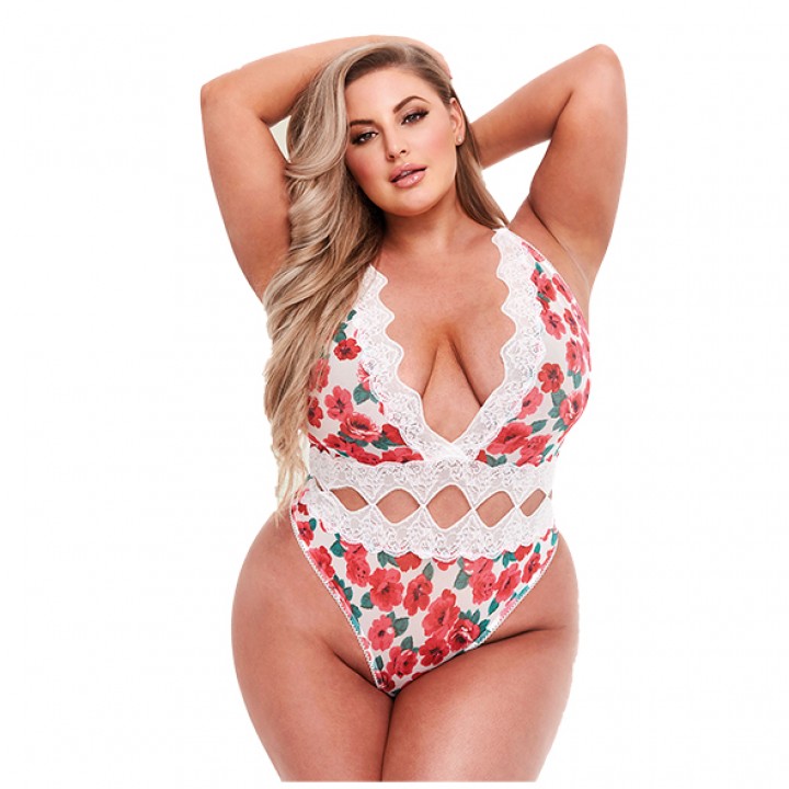 Baci - White Floral & Lace Teddy Q - Baci