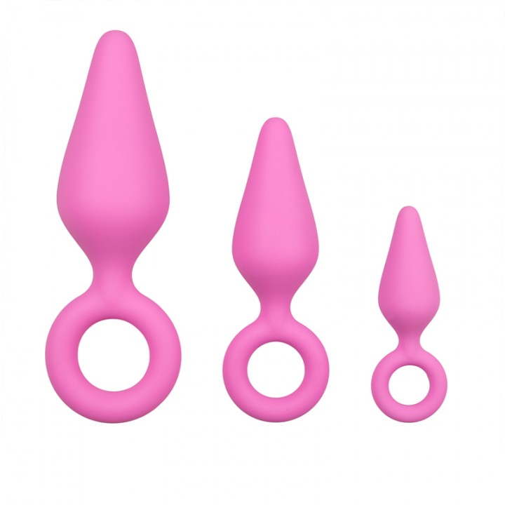 Pink Buttplugs With Pull Ring - Set - Easytoys Anal Collection