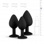 Silicone Buttplug Set with Diamond - Black - Easytoys Anal Collection