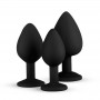 Silicone Buttplug Set with Diamond - Black - Easytoys Anal Collection