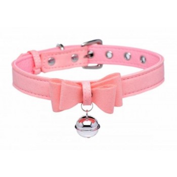 Golden Kitty Collar With Cat Bell - Pink