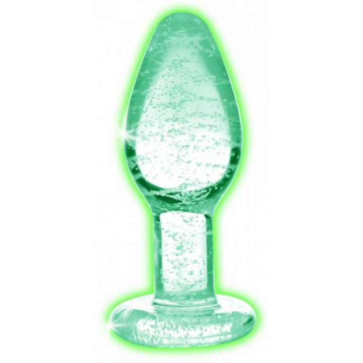 Glow-In-The-Dark Glass Anal Plug - Medium - Booty Sparks