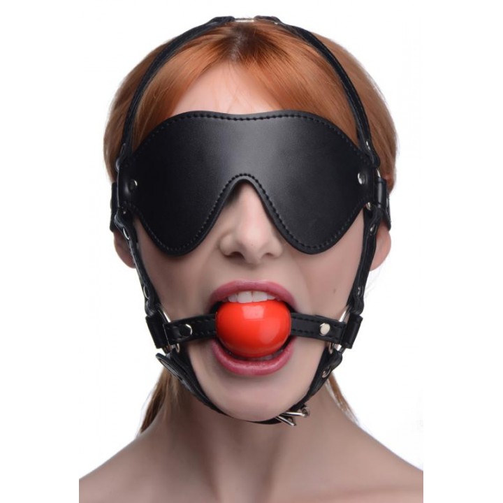 Kinky Adjustable Harness With Blindfold And Ball Gag - Strict