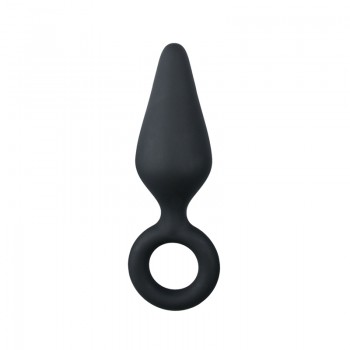 Black Buttplugs With Pull Ring - Small