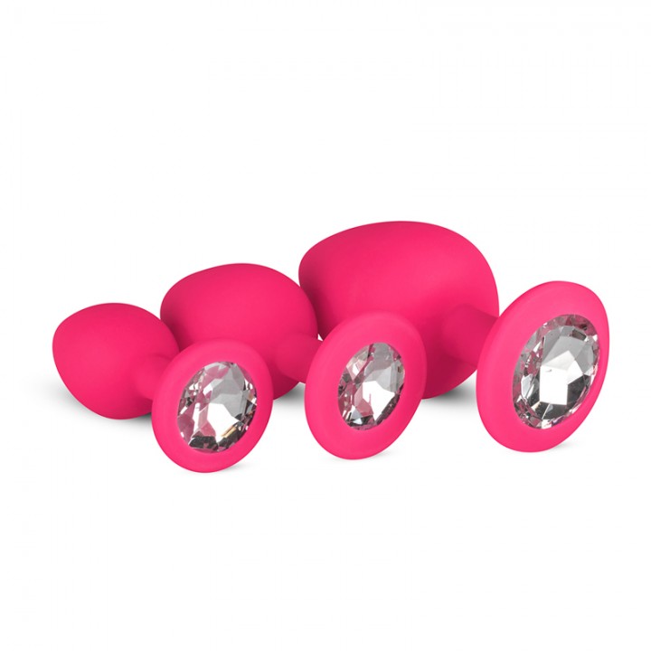 Silicone Butt Plug with Diamond - Pink - Easytoys Anal Collection