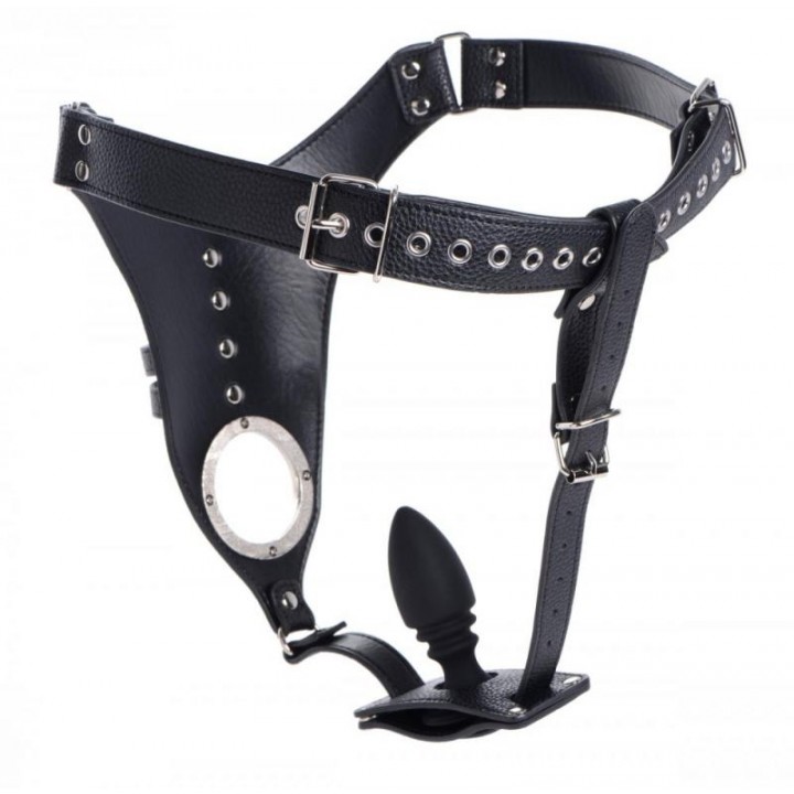 Penis Chastity Belt With Silicone Anal Plug - Strict