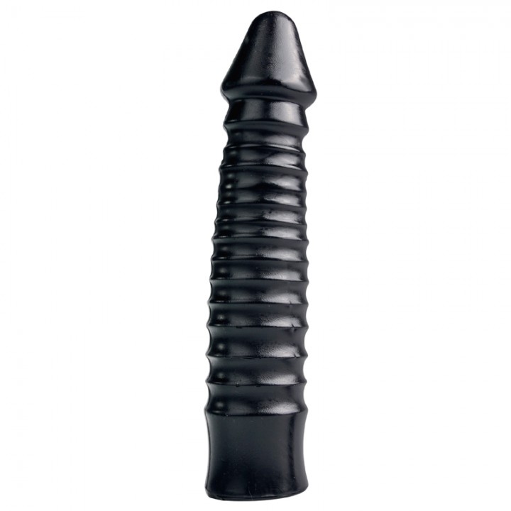 Large Dildo With Ribbed Shaft - Black - All Black