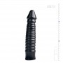 Large Dildo With Ribbed Shaft - Black - All Black