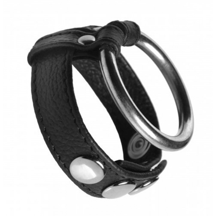 Leather and Steel Cock and Ball Ring - Strict Leather